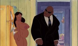 1boy 1girls belly big_belly big_breasts breasts casual chrisbryer cobra_bubbles dark-skinned_female dark-skinned_male dark_skin edit female female_focus human lilo_and_stitch male nani_pelekai nipples pregnant screenshot_edit