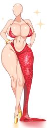 babie_fluff big_ass big_breasts daphne_dress dress faceless_female high_heels long_legs no_bra no_panties platform_heels stand star thick_ass thick_thighs