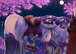 after_sex after_vaginal big_breasts big_butt bondage cum_in_pussy cum_inside cum_on_body cum_on_breasts cum_on_hair from_behind from_behind_position genshin_impact grabbing_ass hajika kimono kimono_lift purple_eyes purple_hair raiden_shogun sex thighhighs vaginal_penetration vaginal_sex