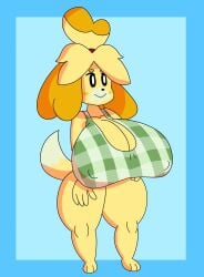 2022 animal_crossing anthro big_breasts breasts cleavage female gigantic_breasts huge_breasts isabelle_(animal_crossing) josh8474 nintendo tagme thick_thighs thighs wide_hips