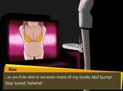 belly big_belly big_breasts bikini breasts cleavage female kujikawa_rise malkarmaze persona persona_4 pregnant pregnant_belly television