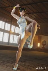 1girls 3d aanix asian asian_clothes asian_female capcom chinese_clothes chun-li chun-li_(street_fighter_6) female female_only going_commando pussy shaved_pussy solo standing street_fighter street_fighter_6 thick_thighs vagina wide_hips