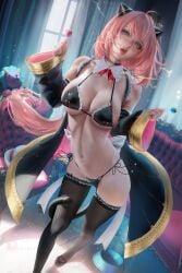 1girls 2022 absurd_res aged_up anya_forger breasts female female_only green_eyes hair_ornament hips huge_breasts indoors long_hair pink_hair sakimichan slim_waist spy_x_family thick_thighs thighs wide_hips