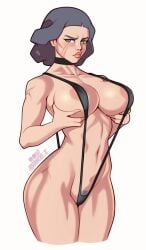 1girls 2022 avatar_legends big_breasts blush breasts earth_kingdom female female_only gilf jakuson_z large_breasts lin_bei_fong mature mature_female milf nickelodeon pubic_hair scar sling_bikini solo swimsuit the_legend_of_korra veiny_breasts