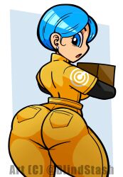 1girls ass ass_focus big_ass blindstash blue_eyes blue_hair bodysuit bubble_butt bulma_briefs bulma_briefs_(dragon_ball_super_superhero) dragon_ball dragon_ball_super dragon_ball_super_super_hero female huge_ass jumpsuit mature mature_female milf short_hair tagme