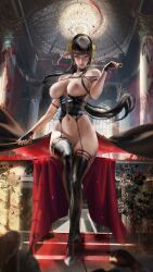 assassin big_breasts black_hair large_breasts nipples outfit pussy sakimichan spy_x_family stiletto_(weapon) thighhighs thighs thorn_princess weapon yor_briar