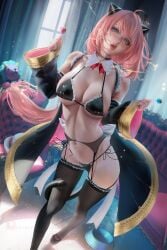 1girls 2022 absurd_res aged_up anya_forger breasts female female_only green_eyes hair_ornament hips huge_breasts indoors long_hair pink_hair sakimichan slim_waist spy_x_family thick_thighs thighs wide_hips