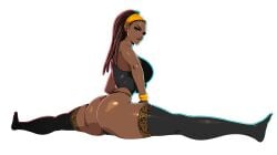 1girls ainigma-create ass big_ass big_breasts breasts bubble_butt dark-skinned_female dark_skin dixi-q female female_only looking_back solo_female splits