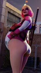 1girls 3d ass belly big_ass big_belly clubzenny female gwen_poole gwendolyn_poole gwenpool gwenpool_(series) licking_lips marvel marvel_comics pregnant