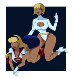 2022 2d 2girls ass big_ass big_breasts blonde_hair blue_eyes breasts cartoon_network cleavage cleavage_cutout dc_comics dcau female female_only femdom femsub galatea ghostlessm high_heels humanoid justice_league_unlimited kara_danvers kara_zor-el kryptonian lezdom light-skinned_female long_hair multiple_girls revealing_clothes short_hair spanking supergirl superheroine superman_(series) thick_thighs tight_clothing tongue tongue_out toonami villainess wide_hips yuri