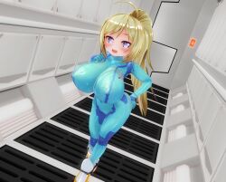 3d bimbo blonde_hair breasts cute happy hips huge_breasts huge_hips huge_thighs large_breasts looking_at_viewer metroid nipples samus_aran short_stack shortstack shortstackification shortstackified tagme thick_thighs thighs wide_hips