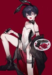 blood bunny_ears bunnysuit gay indie_virtual_youtuber muyeaaa see-through_clothing shoto shoto_(vtuber) smug thick_thighs transparent_bunnysuit virtual_youtuber