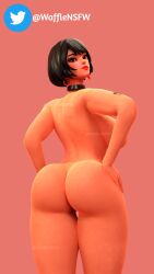 1girls 3d big_ass big_breasts black_hair blender bob_cut choker evie_(fortnite) fortnite fortnite:_battle_royale huge_ass huge_breasts lipstick looking_at_viewer red_lipstick thick_thighs wafflensfw