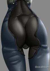 1girls ass ass_focus atlus bodysuit clothing excaliblader female hi_res human legs makoto_niijima persona persona_5 phantom_thief_suit skin_tight solo thigh_gap thighs