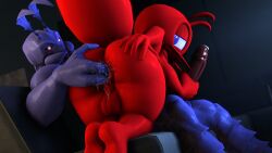 2021 3_fingers 3d_(artwork) anal anal_fingering ant antennae_(anatomy) anthro archie_comics archimedes_the_fire_ant arthropod arthropod_abdomen ass athletic athletic_anthro athletic_male backsack balls big_butt big_penis billynr black_sclera blue_body blue_skin bubble_butt detailed_background digital_media_(artwork) duo fingering fingers fire_ant genitals girly hand_on_butt hand_on_own_butt hand_on_penis handjob hi_res holding_penis hymenopteran insects inside kneeling looking_back male male/male muscular muscular_anthro muscular_male penile penis perineum purple_eyes red_body red_eyes red_skin sega sex sitting sonic_(series) sonic_the_hedgehog_(archie) sonic_the_hedgehog_(comics) sonic_the_hedgehog_(series) source_filmmaker thick_thighs wide_hips