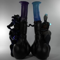 2futas 3d ckiii3d_(artist) duo futa_only futanari holding_hands horsecock hyper hyper_balls hyper_penis macro nova_(warframe) penis saryn_(warframe) warframe