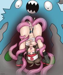 1girls 1pokemon 2022 aaaninja ahe_gao boots brown_hair censored cum cum_in_pussy ear_penetration eaten_then_fucked garbodor hat hilda_(pokemon) nintendo pokémon_(species) pokemon pokemon_bw pokephilia rape restrained shiny_garbodor shiny_pokemon short_shorts skull_flossing tentacle tentacle_rape triple_penetration upside-down vaginal_penetration vore