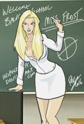 1girls blonde_hair blue_eyes blue_lipstick clothed emma_frost female_only inspector97 makeup marvel marvel_animated_universe marvel_comics teacher white_clothing white_queen wolverine_and_the_x-men x-men