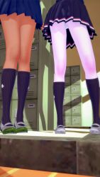 2girls badmella black_hair breasts cleavage clothed clothing comic comic_page female_focus female_only hayase_nagatoro hentai-slippers_(artist) hi_res long_hair medium_breasts medium_hair multiple_girls musume no_heroes_allowed please_don't_bully_me,_nagatoro pose purple_hair purple_skin revealing_clothes school simple_background skirt tan tanned upskirt yuusha_no_kuse_ni_namaiki_da