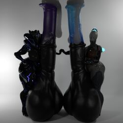 2futas 3d black_balls ckiii3d_(artist) cum cumming cumming_together duo duo_futas futa_only futanari hand_on_hip hand_on_penis holding_hands horsecock hyper hyper_balls hyper_penis nokra_(warframe) nova_(warframe) penis penis_bigger_than_body saryn_(warframe) warframe