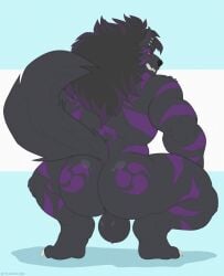 2022 absurd_res animal_humanoid anthro ass ass_focus ass_view backsack balls bara bara_ass barazoku big_ass big_ass_(male) big_balls big_butt big_muscles black_body black_eyebrows black_fur black_hair black_sclera blue_background broly_culo bubble_ass bubble_butt canid canine canis claws crouching dat_ass dat_butt dumptruck_ass dumptruck_butt ear_piercing ear_ring eyebrows fat_ass fat_butt fur genitals hair hi_res highlights_(coloring) huge_ass huge_butt huge_muscles humanoid large_ass large_butt long_hair looking_at_viewer looking_back looking_back_at_viewer male male_only mammal markings massive_ass massive_butt meme muscle_ass muscle_butt muscular muscular_anthro muscular_ass muscular_butt muscular_male nude piercing plump_ass plump_butt purple_highlights purple_markings rear_view round_ass round_butt simple_background smile solo teeth tuft tylerstark white_background wolf