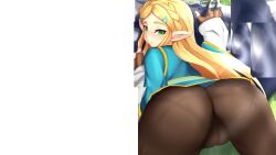 all_fours artist_request ass ass_focus ass_up bent_over breath_of_the_wild cameltoe edit edited nintendo pantylines poorly_cropped princess_zelda the_legend_of_zelda third-party_edit zelda_(breath_of_the_wild)