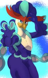 ambiguous_gender ambiguous_only bird blue_eyes feathered_wings frederickjdraws leaks long_neck peak pokemon pokemon_species pokemon_sv quaquaval thick_ass thick_thighs wide_hips wings