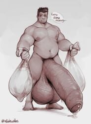 1male balls balls_past_knees belly chubby_belly condom cum cum_drip erection foreskin gay holding_condom huge_balls huge_cock human hyper hyper_balls hyper_genitalia hyper_penis male male_only monochrome partially_retracted_foreskin penis precum precum_filled_condom precum_in_condom pubic_hair solo solo_focus solo_male standing winlewdles