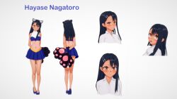 1girls 3d black_hair blush breasts brown_eyes cat_ears cat_tail catgirl clothed clothing dr._charlie english_text female_focus female_only hayase_nagatoro hi_res long_hair looking_at_viewer medium_breasts please_don't_bully_me,_nagatoro pose revealing_clothes simple_background smile solo tan tanned text