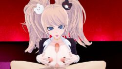 1boy 3d alternate_version_available breasts clothed_female_nude_male completely_nude completely_nude_male danganronpa danganronpa:_trigger_happy_havoc danganronpa_1 junko_enoshima koikatsu large_breasts naegi_makoto omegavalwin paizuri penis straight straight_hair valwin