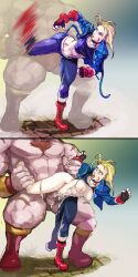 1boy 1girls areolae athletic athletic_female blonde_female blonde_hair blue_eyes boots breasts breasts_out busty cammy_white capcom collar creampie defeated female female_focus from_behind from_behind_position grabbing grabbing_from_behind grabbing_legs hourglass_figure instant_loss_2koma jacket leggings male medium_breasts nipples penis penis_out pussy shaved_pussy short_hair size_difference standing standing_sex straight street_fighter street_fighter_6 tagme tank_top tank_top_lift vagina vaginal vaginal_penetration vaginal_sex vipervgames wide_hips zangief