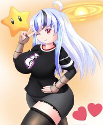 big_breasts big_butt blue_hair fcg_vtuber red_eyes titty_drop white_hair