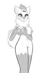 5_fingers absurd_res anthro blush breasts female fingers genitals gesture hand_heart hi_res looking_at_viewer max_draws neck_tuft nintendo nipples oppai_heart pokémon_(species) pokemon pokemon_(species) pussy sketch solo standing tuft video_games zabrina_(afc) zorua