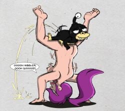 absurd_res alien ass barefoot bestiality breasts comedy_central duo feet female futurama hair handstand hi_res humanoid interspecies jodero lips long_hair male male/female naked nibbler nibblonian nipples nude ponytail purple_hair sex simple_background turanga_leela upside-down