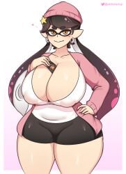 alternate_breast_size big_breasts breasts callie_(splatoon) female female_only heart impossible_opening inkling large_breasts looking_at_viewer nintendo smooth_skin solo splatoon splatoon_(series) splatoon_2 startop thick_thighs watermark