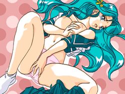 1girls 90s animated bishoujo_janshi_pretty_sailor_18-kin bishoujo_senshi_sailor_moon blinking clothed_masturbation clothing cosplay female female_only game_cg masturbation michiru_kaiou michiru_kaiou_(cosplay) open_mouth panties school_uniform small_breasts solo sphinx_(artist) tears