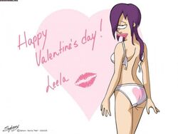 1_eye 1girls 2005 artist_signature ass female female_only futurama humanoid lipstick long_hair purple_hair solo sphynx toony turanga_leela