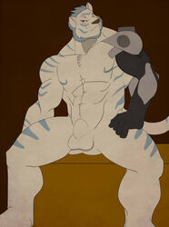 anthro balls dazen_cobalt feline fur furry male male_only nude penis red_eyes solo tiger