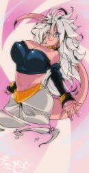 1girls android_21 android_21_(good) big_breasts blue_eyes breasts dragon_ball dragon_ball_fighterz female female_focus female_majin female_only large_breasts long_hair majin majin_android_21 monster_girl omochi_db pink_skin tagme white_hair