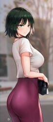 1girls absurdres ass big_ass big_breast big_butt blush bob_cut bra breasts busty butt choker clothed clothing curvaceous curvy curvy_female curvy_figure cute dark_green_hair dark_hair eye_contact female female_focus female_only fit fit_female fringe fubuki_(one-punch_man) green_eyes green_hair highres hips hua-j light-skinned_female light_skin lips lipstick looking_at_viewer medium_hair one-punch_man outside pale-skinned_female pants petite pink_lipstick red_lipstick seductive seductive_eyes seductive_look seductive_mouth seductive_smile see-through see-through_clothing shirt short_hair side_view sideboob slim slim_waist smile smiling smiling_at_viewer smirk solo solo_female solo_focus thick thick_ass thick_legs thick_thighs thighs thin_waist tight_clothing underwear voluptuous wide_hips