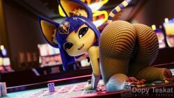 1girls 2022 3d 3d_(artwork) 3d_model animal_crossing ankha ankha_(animal_crossing) ankha_(zy0n7) anthro ass ass_focus bunnysuit casino cat dat_ass dopyteskat doubutsu_no_mori furry looking_at_viewer nairu_(doubutsu_no_mori) nintendo shortstack solo zy0n7