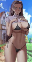 1girls big_breasts bikini black_hair blue_eyes curvy curvy_figure female female_only glasses glasses_on_head hi_res highres large_breasts long_hair looking_at_viewer midriff navel nico_robin one_piece savagexthicc side-tie_bikini solo solo_female sunglasses swimsuit thick thick_thighs voluptuous