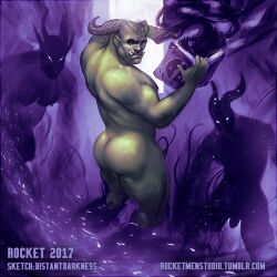 art_of_rocket ass book demon horns magic magic_book male male_only muscles muscular muscular_male orc orc_male tuskbuddy_exchange tusks unnamed_character