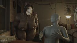 3d anon anthro blender heart-shaped_pupils lactation large_breasts larger_female lowndrawthing scp-1471 scp_foundation