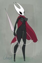 absurd_res animal_humanoid anthro arthropod arthropod_humanoid athletic_female big_breasts black_body black_nipples blue_pussy breasts cloak clone26 clothing exoskeleton female genitals hi_res holding_object holding_sword holding_weapon hollow_knight hornet_(hollow_knight) humanoid insect insect_girl mask melee_weapon mostly_nude nipples pussy solo standing sword team_cherry video_games weapon