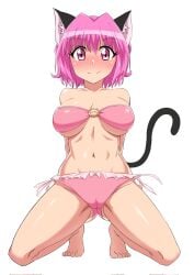 big_breasts bikini cat_ears cat_tail female ichigo_momomiya obakenorururu pink_hair tokyo_mew_mew