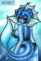 big_breasts bikini blue_skin female female_only humanoid looking_at_viewer nintendo pokémon_(species) pokemon sevie swimsuit swimwear tail vaporeon