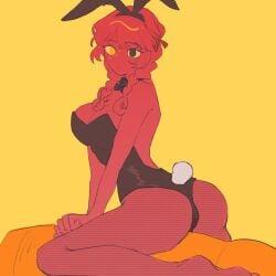 1girls ass ass_up big_breasts breasts bunny_costume bunny_ears bunny_girl bunnysuit china_(countryhumans) cleavage colal_(artist) countryhumans countryhumans_girl feet female female_focus female_only fishnet_legwear fishnets legwear leotard questionable solo solo_female solo_focus