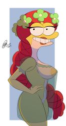 1girls amphibia amphibian anthro big_breasts biting_lip bunbunmuffinart disney felicia_sundew furry lingerie looking_at_viewer mature mature_female milf nipples non-mammal_breasts side_view sideboob straight_hair