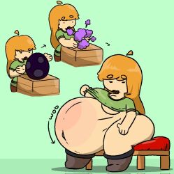 1girls alex_(minecraft) bed big_belly brocolees egg egg_implantation huge_belly hyper hyper_belly minecraft mojang pregnant pregnant_belly shirt_lift thick_thighs